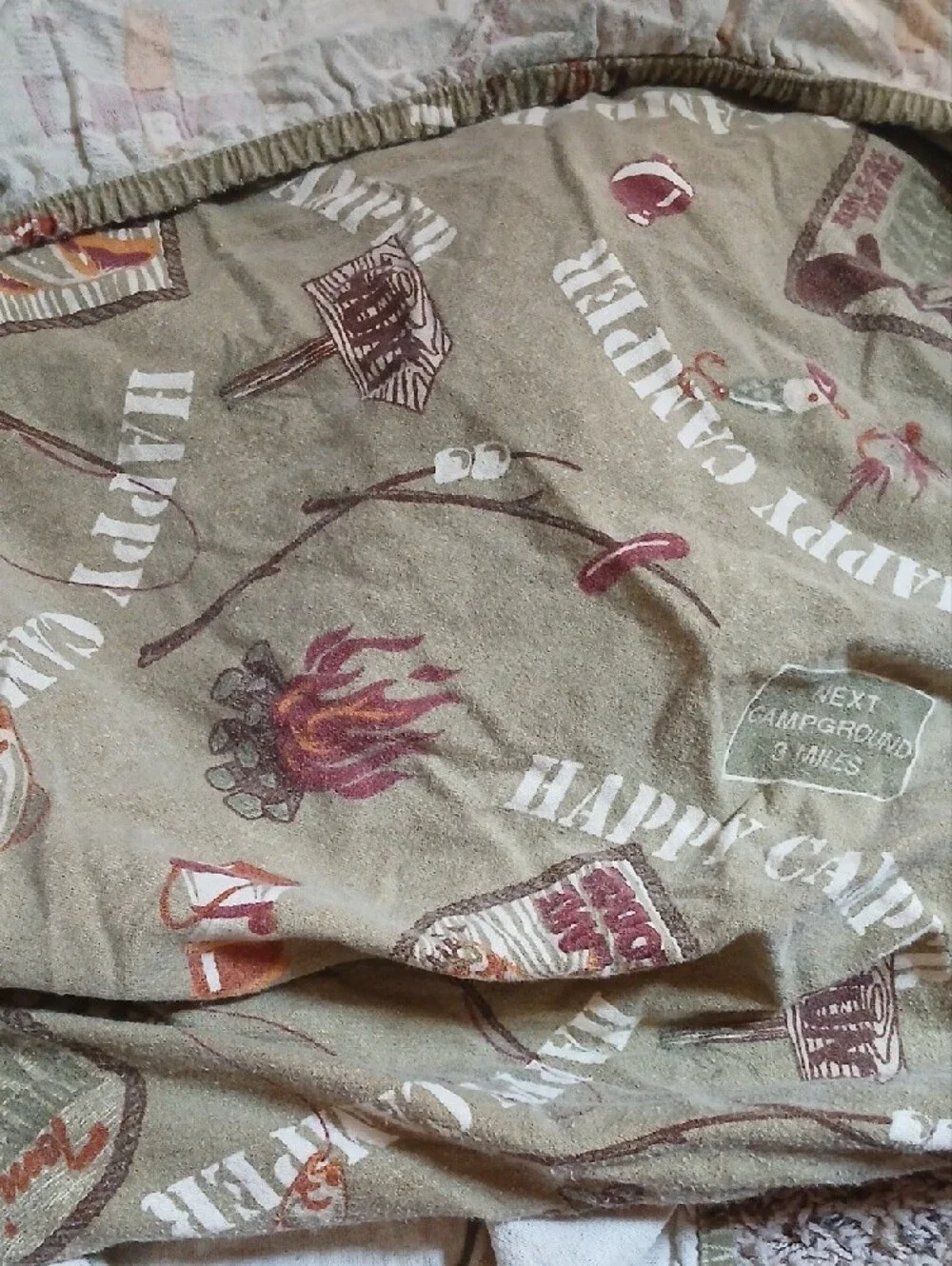 jcpenney Olive Green Happy Camper Camping Print Sheet